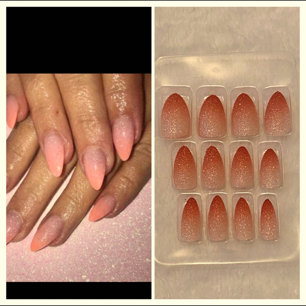 💋3/$15 🤩 🆕Glitter Almond Ombré: Ready to Apply Press on